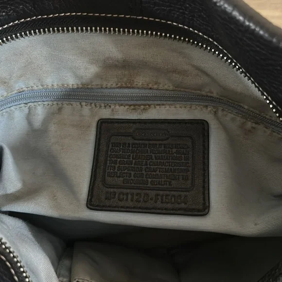 Coach F15064 Black Pebbled Leather Shoulder Bag Hobo Bag Purse - Picture 13 of 15